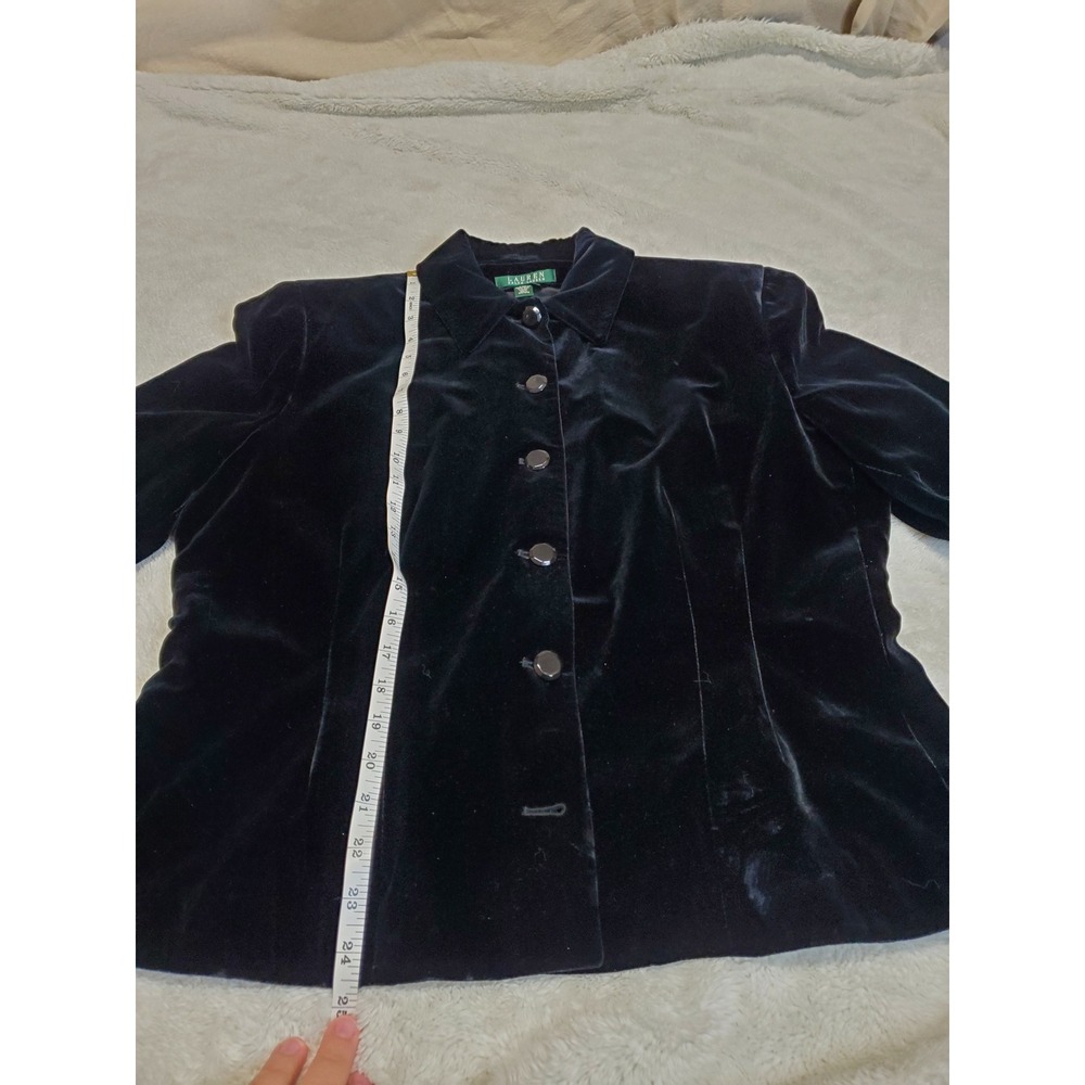 Lauren Ralph Lauren Black Velvet Button-Front Blazer - Picture 9 of 11